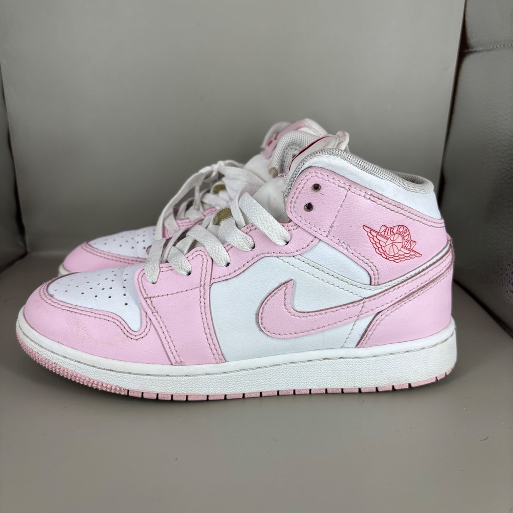Nike Air Jordan 1 Mid Pink White Sneakers DQ8423-608 Youth 4.5Y Womens 6 - Picture 3 of 8